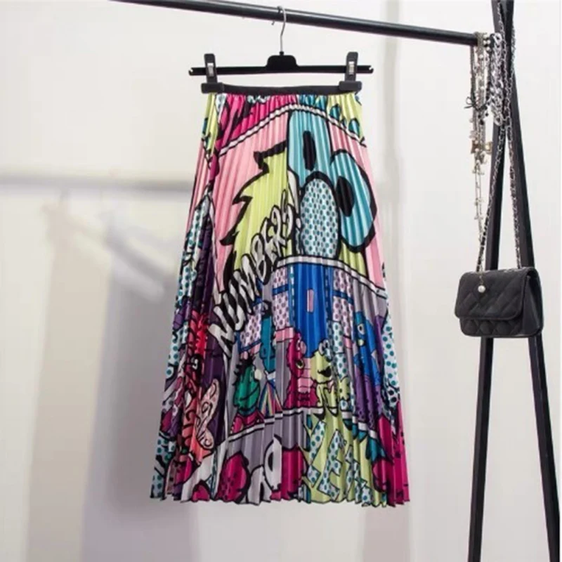 Летняя Макси-юбка, модные юбки с рисунком животных, эластичная резинка на талии, длинные плиссированные трапециевидные юбки для женщин