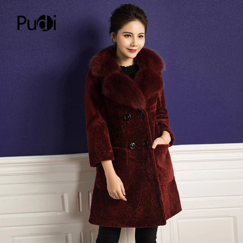 

women's winter real wool overcoat warm jacket real fox fur girl coat lady Long jacket overcoat