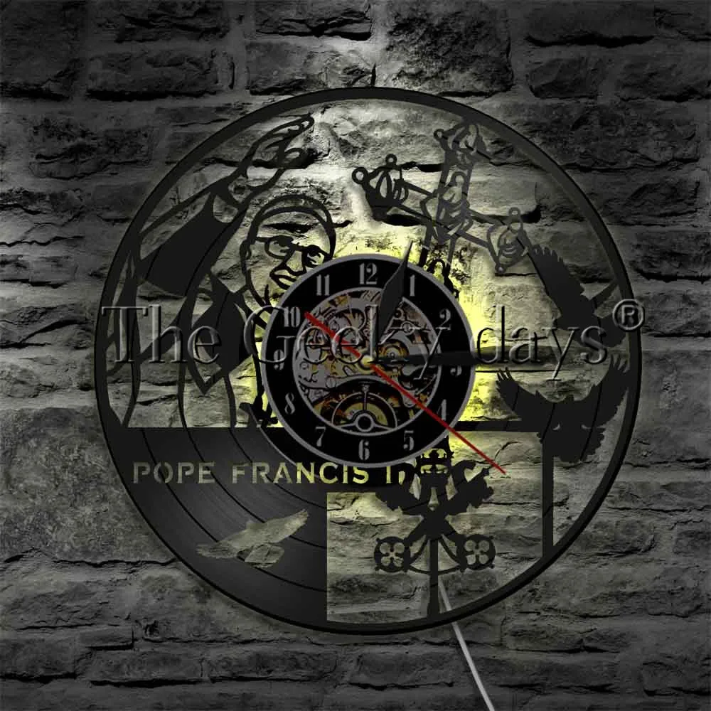 1 шт Папа Часы с изображением Франциска Saint Francis Wall Art Ватикан туризма светодиодный настенный светильник ручной работы подарок для Рим туристический