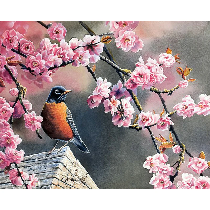 

ArtSailing DIY paintings by numbers on canvas Cherry blossoms pictures by numbers with acrylic paints Posters with frame NP-081