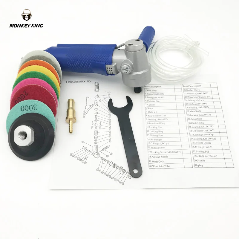 Professional Pneumatic Water Sander Air Wet stone granite Sander