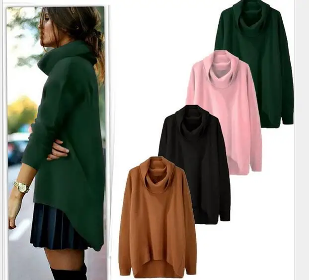 

2018 Autumn and winter fashion high collar irregular blouse sweater