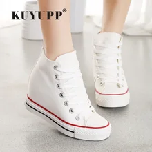 KUYUPP Superstar High Top Canvas Women Shoes Espadrilles Spring Autumn Women’s Wedges Shoes Lace Up Casual Shoes Sapatilha YD120
