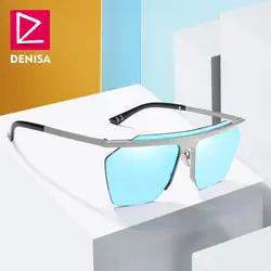 DENISA квадратный ретро Для мужчин солнцезащитные очки Мода Винтаж очки вождения Полуободковые солнцезащитные очки Для женщин UV400