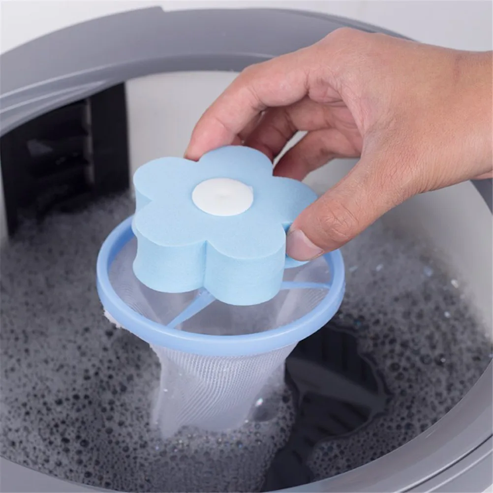 1Pc Flower Shape Home Washing Machine Floating Net Bag Hair Removal Ball Debris Thread Cleaning Filter Net Lint Mesh Bag