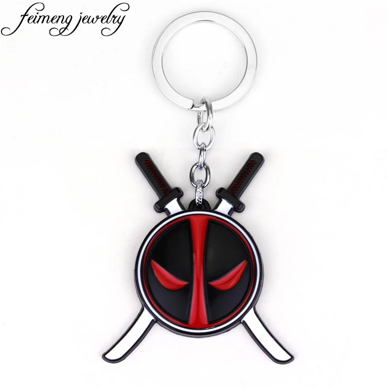 

Marvel Comic Deadpool Key chain Dead Pool Logo Red Enamel Mask Alloy Metal Keychain Fashion Funny Pendant Keyring For Key Holder