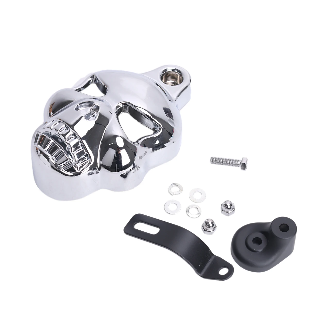 Motorcycle Chrome Skull Horn Cover with Hardware Stock Cowbell For Harley Twin Dyna Glide Fat Bob Street Bob 1992-2013 #MBT233 Motorcycle Chrome Skull Horn Cover with Hardware Stock Cowbell For Harley Twin Dyna Glide Fat Bob Street Bob 1992-2013 #MBT233
