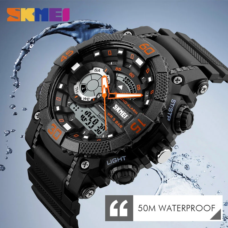 

Dual Display Quartz Watch Men's Watches Military Digital Sport Wrist Watch Relogio Clock SKMEI LED Mens Watches Top Brand Luxury
