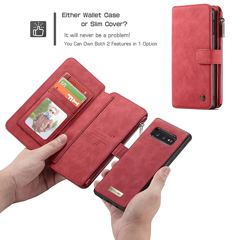 CaseMe для Samsung Galaxy S8 S9 S10 Plus S10E S7 Edge Note10 Plus 8 9 роскошный кожаный Магнитный Флип-кейс на молнии чехол-бумажник для телефона