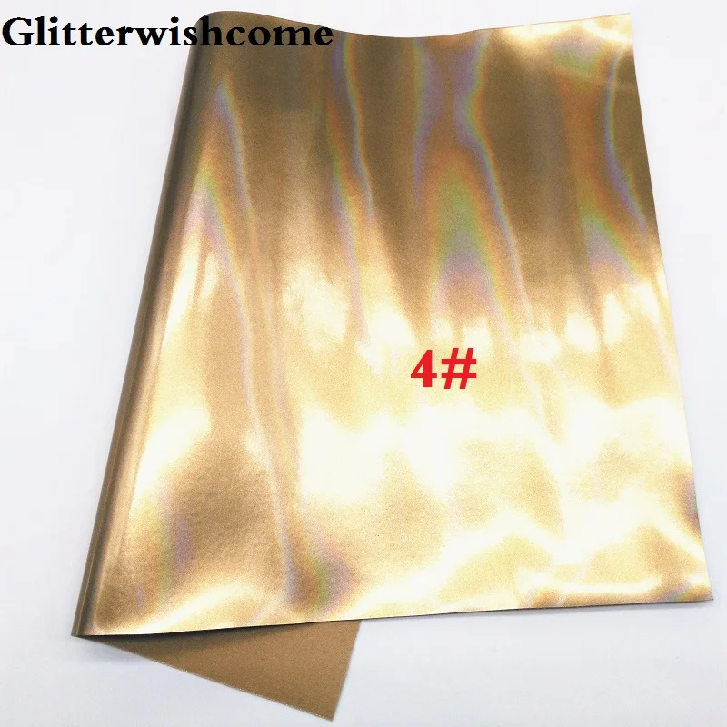 Glitterwishcome 30X134 см мини-рулон искусственная кожа ткань переливающийся Гладкий лакированная кожа Fabirc кожа винил для луков, GM009 - Цвет: 4