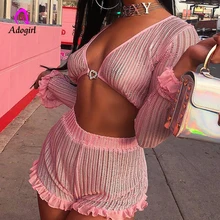 Pink Shorts Set Cute Ruffled Mesh Trim Two Piece Women Boho Knitted Crop Top + High Waist Booty Shorts Set Streetwear Beachwear Pink Shorts Set Cute Ruffled Mesh Trim Two Piece Women Boho Knitted Crop Top + High Waist Booty Shorts Set Streetwear Beachwear