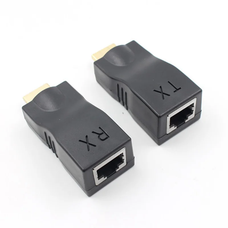 4K 3D HDMI 1,4 30M удлинитель для RJ45 по Cat 5e/6 сетевой LAN Ethernet адаптер - Цвет: Black