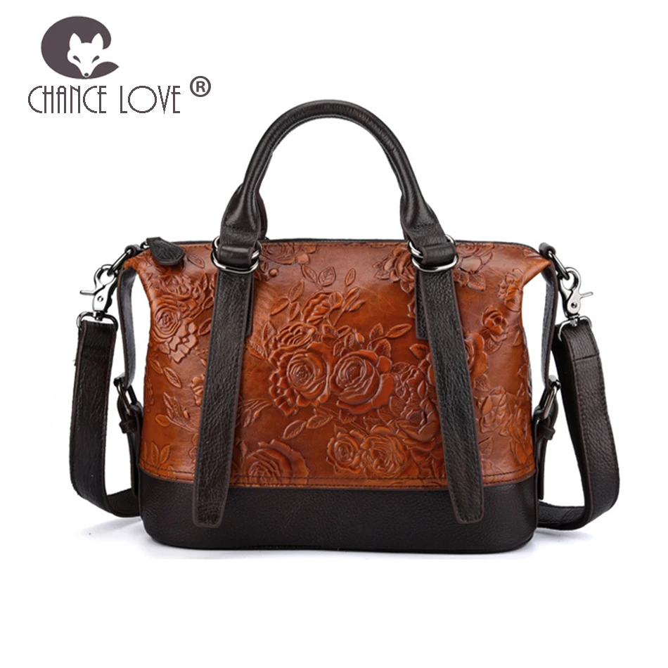 

Chance Love The new embossed rub color bag Genuine leather fashion handbag elegant retro shoulder bag luxury women handbag