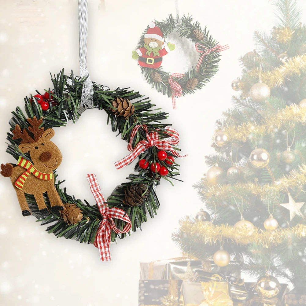 1 шт Снеговик Рождественский олень ткань художественный венок из ротанга тростник венок гирлянда украшения для рождества вечерние принадлежности, домашний декор