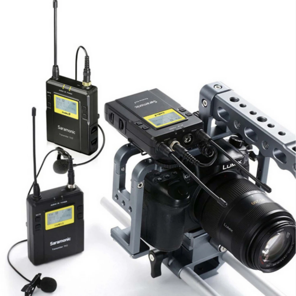 

Saramonic UWMIC9 Broadcast UHF Camera Wireless Lavalier Microphone System Two Transmitters One Receiver for Canon DSLR Camcorder