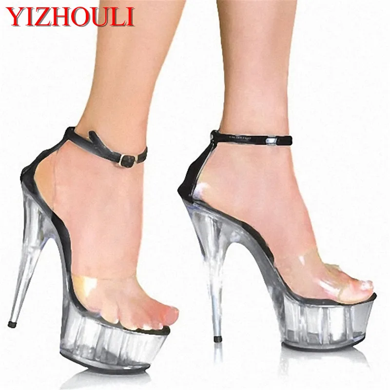 15cm women fashion Platform Sandals sexy clubbing Exotic Dancer shoes 6 inch strappy Crystal