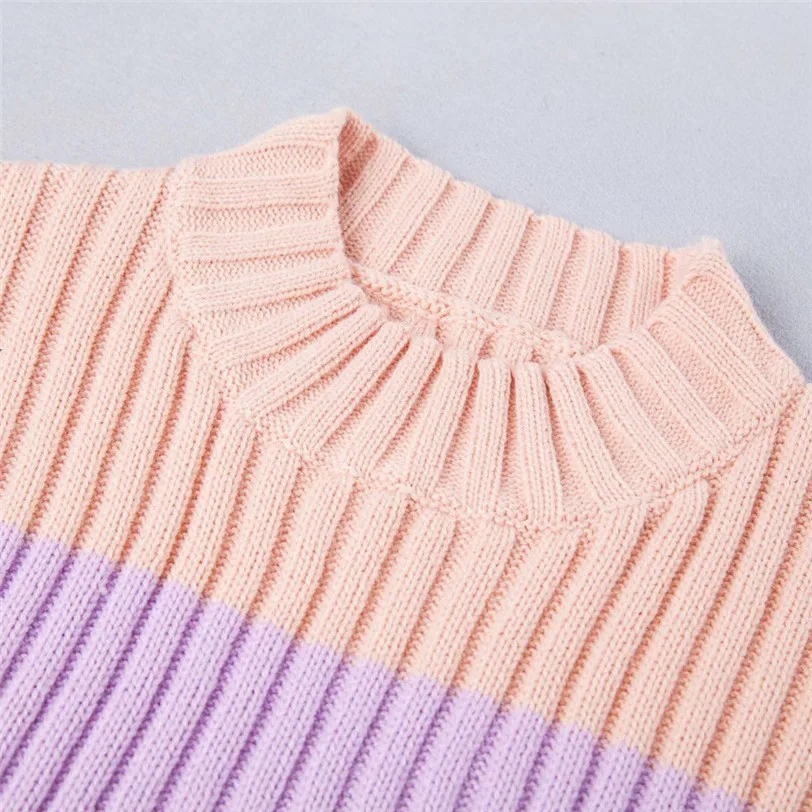 chic rainbow pullover women 2018 stripe women's sweater knitted pulover feminino manga longa inverno dropshipping #F#40OT5 (3)