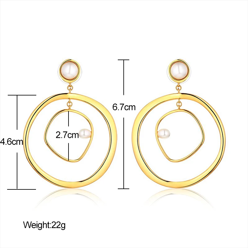 2019-New-Arrival-Irregular-Double-Layered-Gold-Color-Loop-Pearl-Drop-Earrings-For-Women-Ladies-Street