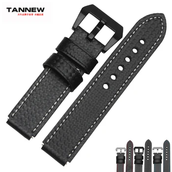 

Carbon pattern strap 21*18mm handmade carbon fiber pattern leather waterproof bottom band for Huawei watchband