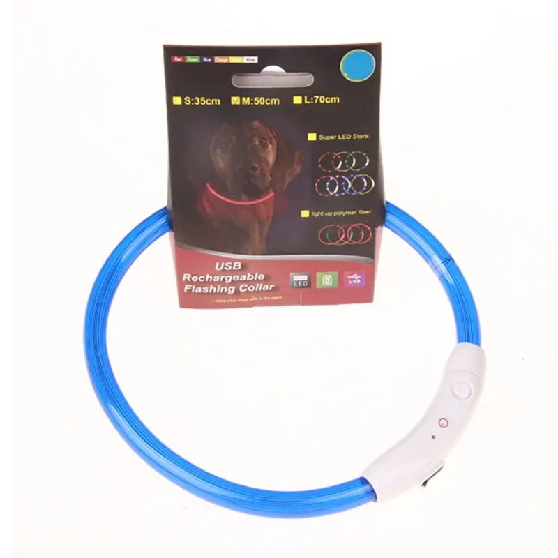 USB практичный перезаряжаемый светодиодный мигающий ошейник для собак, светильник, ремень безопасности, светодиодный светильник s, регулируемый светящийся ошейник для собак D9440 - Цвет: Синий