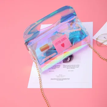 

BEACH Transparent Hologram Laser Messenger Bag Women Jelly PVC Shoulder Bag Female Harajuku Big Tote Girl Handbags Bolsas