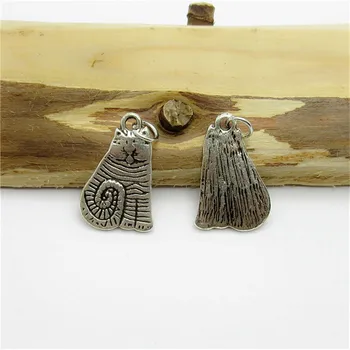 

70PCS (20*13mm )Antique Silver Cat Charm alloy pendant fit European Bracelets Necklace DIY Metal Jewelry Making