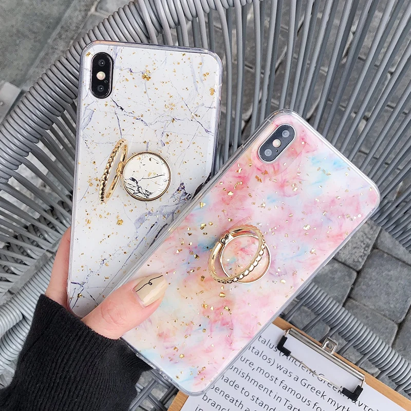 Чехол для телефона с золотой фольгой блестящий Мраморный чехол iPhone XR XS Max X