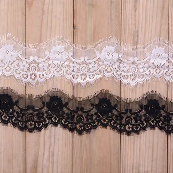 

3meters/lot 7.5cm width Inelastic Eyelash Lace Trim Fabric Flower DIY Crafts Wedding Dress Clothing Lngeire lace material