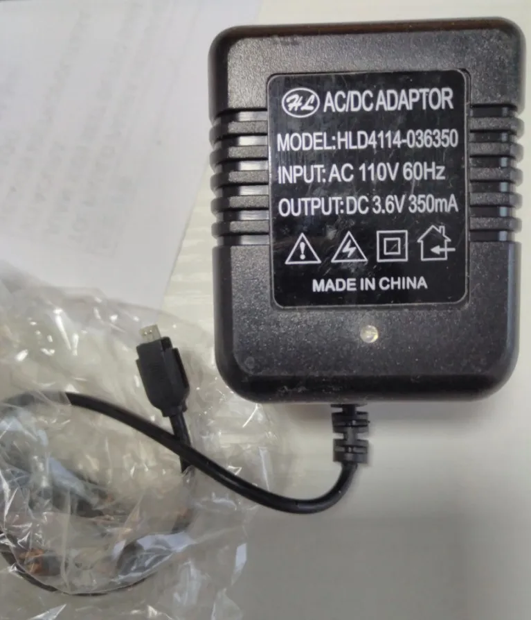 

AC/DC ADAPTOR HLD4114-036350 110V/60HZ 3.6V 350MA