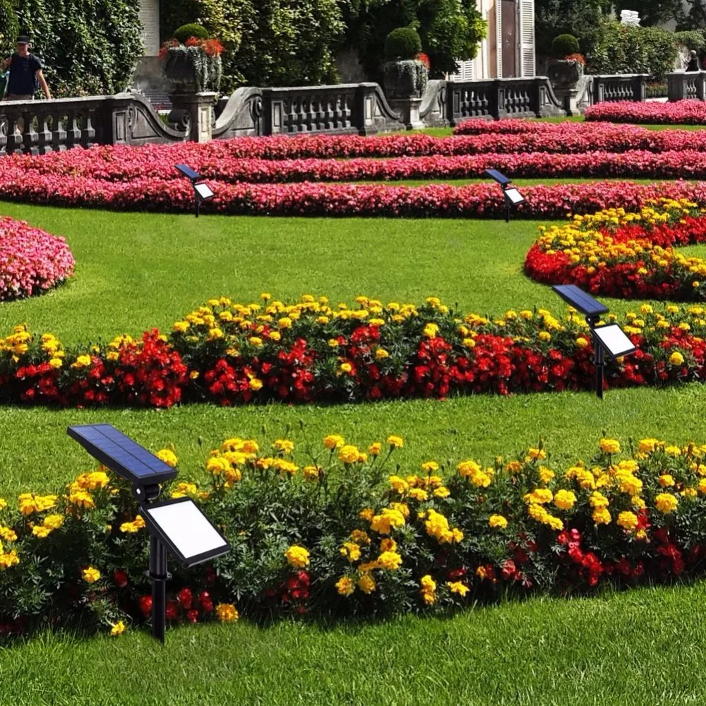Paisagem ao ar Ajustáveis para Jardim Luz de Parede Pacote Solar Holofotes Led Livre Impermeável Ip44 Branco Quente 3500 k Luzes Solares 2 50 21 Lâmpadas solares