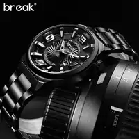 Relogio Masculino Break Creative Waterproof Stainless Steel Mens Watches Top Brand Luxury Sports Quartz Wrist Watch Clock Man
