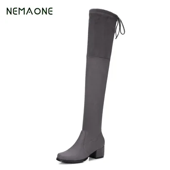 

NEMAONE 2019 Shoes Autumn Winter Over The Knee Boots fashion Heels Shoes Women Boots Designer Sexy Thigh High Boos