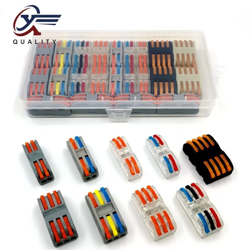 

15-30pcs/box WAGO Type 222 Compact Wire Wiring Connector Conductor Terminal Block With Lever 0.08-2.5mm2 SPL-2 SPL-3 SPL-4