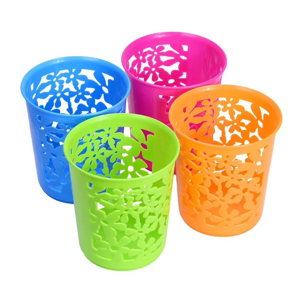 

Set of 4 Hollow Flower Round Pen Pencil Holder Desktop Office Storage Organizer in 4 Bright Colors