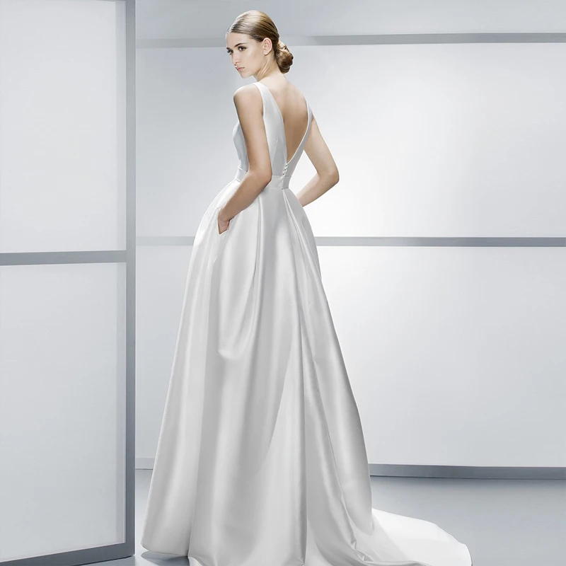 A Line Elegant Wedding Dresses 2017 High Quality White Open Back A Line Elegant Wedding Dresses 2017 High Quality White Open Back Silk Gowns With Belt Vestido De Noiva Custom Made In From Weddings
