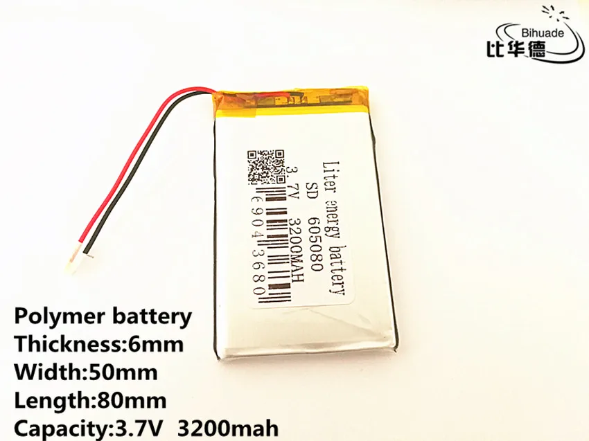 

10pcs/lot 3.7V 3200mAh 605080 PLIB polymer lithium ion / Li-ion battery for All kinds of electronic products are universal