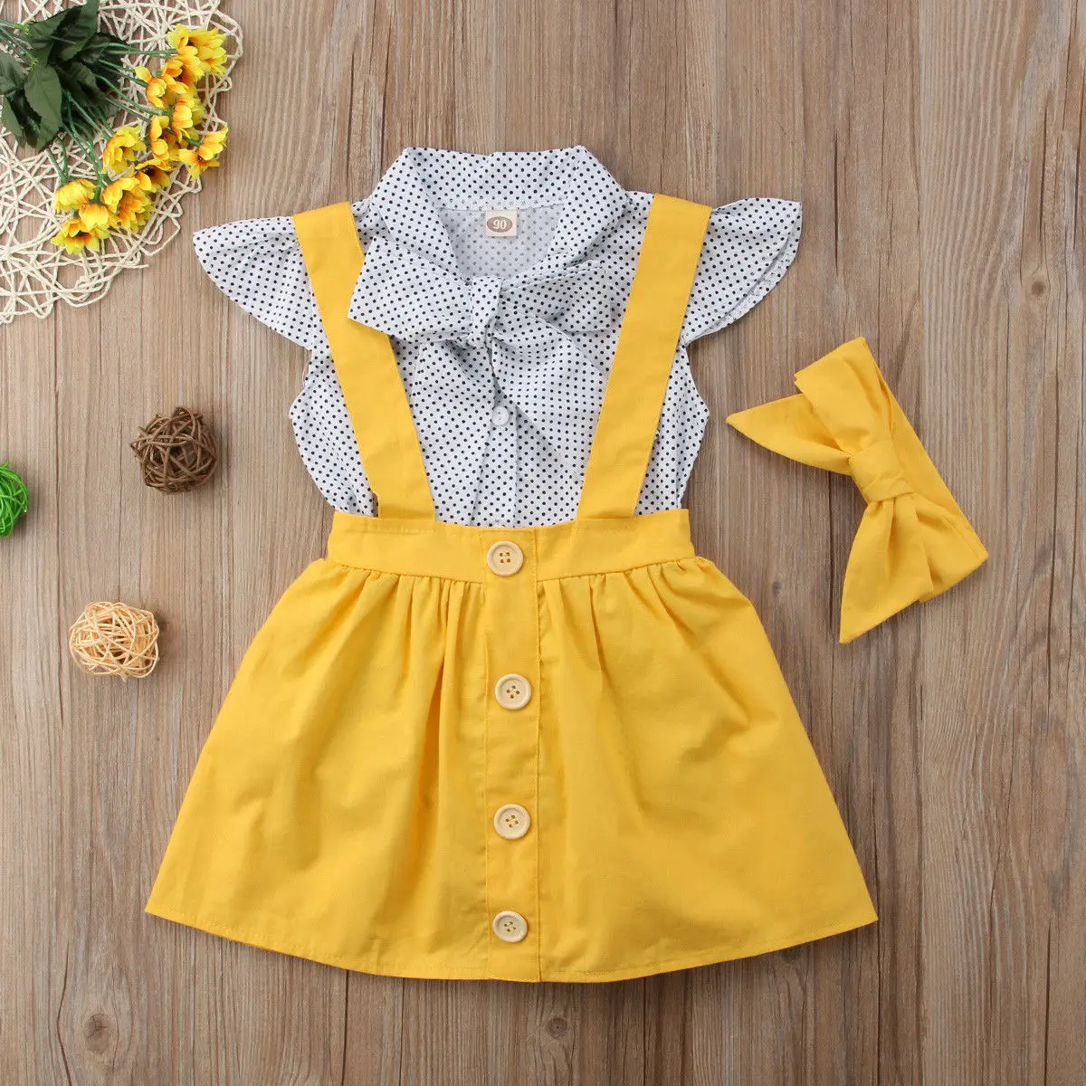 

2018 new fashion 3Pcs Kids Baby Girls Dress Bodysuit Suspender Skirt Overalls Clothes sweet wild summer lovely stylishi cute CH
