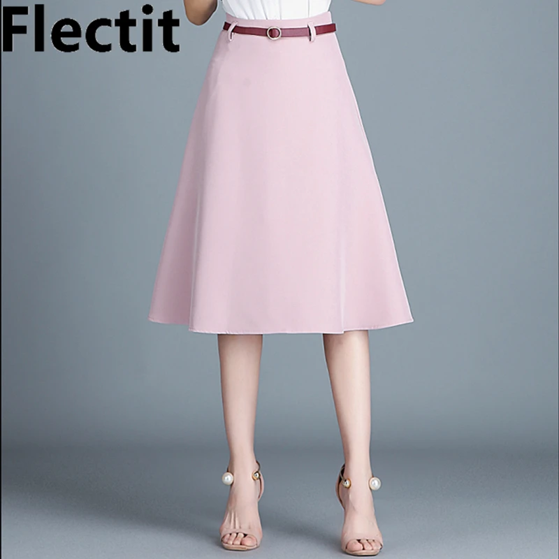 

Flectit Womens A Line Midi Skirt in Pink Black Beige Khaki Saia Feminina Plus Size XXL