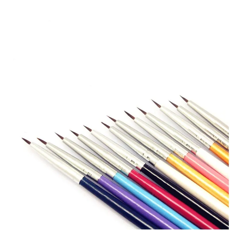 12pcs Professional Nail Art Brushes Colorful Kolinsky Acrylic Nail
