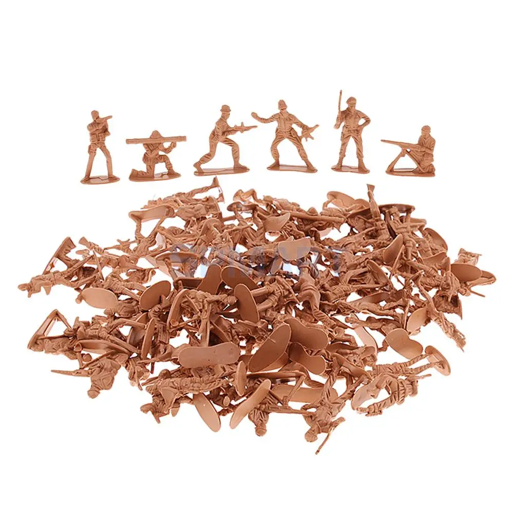 100pcs Plastic Army Playset 5cm WWII Soldier Army Men Action Figures Collectibles Gift - Sand Color