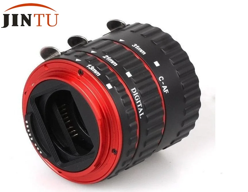 Skup JINTU czerwony Metal TTL makro na stronie automatyczne ustawianie ostrości automatyczne przedłużenie rury zestaw AF dyrekcji generalnej ds wszystkich CANON EOS EF EF S lustrzanek DSLR kamera obiektyw