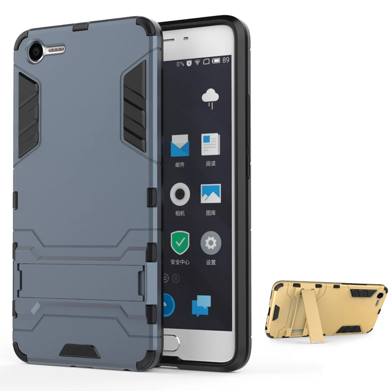 For Meizu Meilan E2 Case Slim Hard PC + Soft Silicone Rugged Rubber Kickstand Cover ME2 Armor Shockproof Phone Fundas |