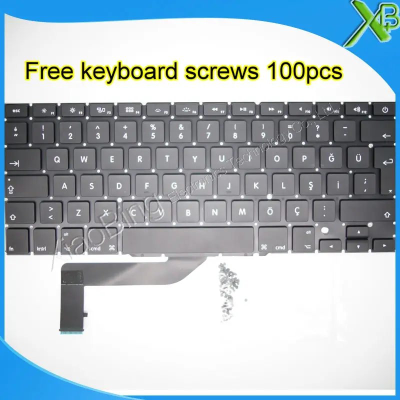 Новинка для MacBook Pro Retina 15 4 &quotA1398 TR Турецкая клавиатура + 100 шт. винтов клавиатуры 2013