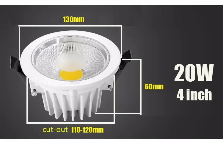 Затемнения 9 Вт 12 Вт 15 Вт 20 Вт COB светодиодный светильник 85-265 в светодиодный точечный встраиваемый потолочный светильник с регулируемой яркостью светодиодный потолочный светильник COB led