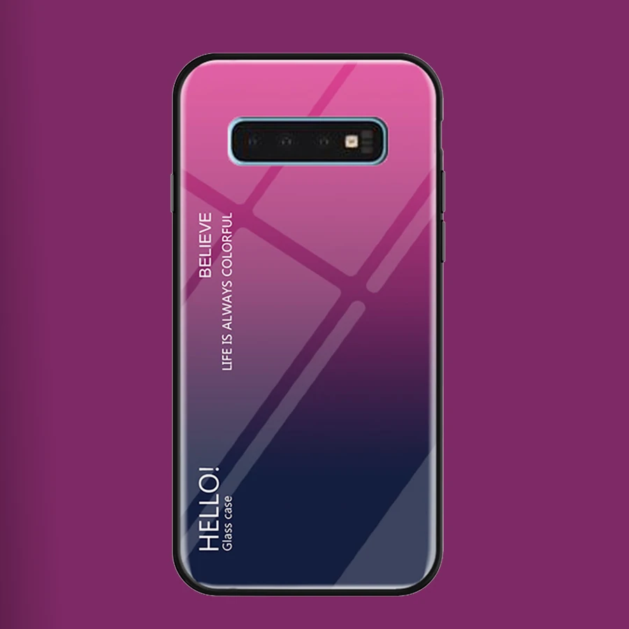 Для samsung S10 5G чехол для Galaxy Plus S10e Note 10 Модный задний градиент закаленное стекло A7 A8
