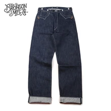 Bronson винтажные джинсы для мужчин Selvage джинсовая рабочая одежда свободного покроя прямые синие
