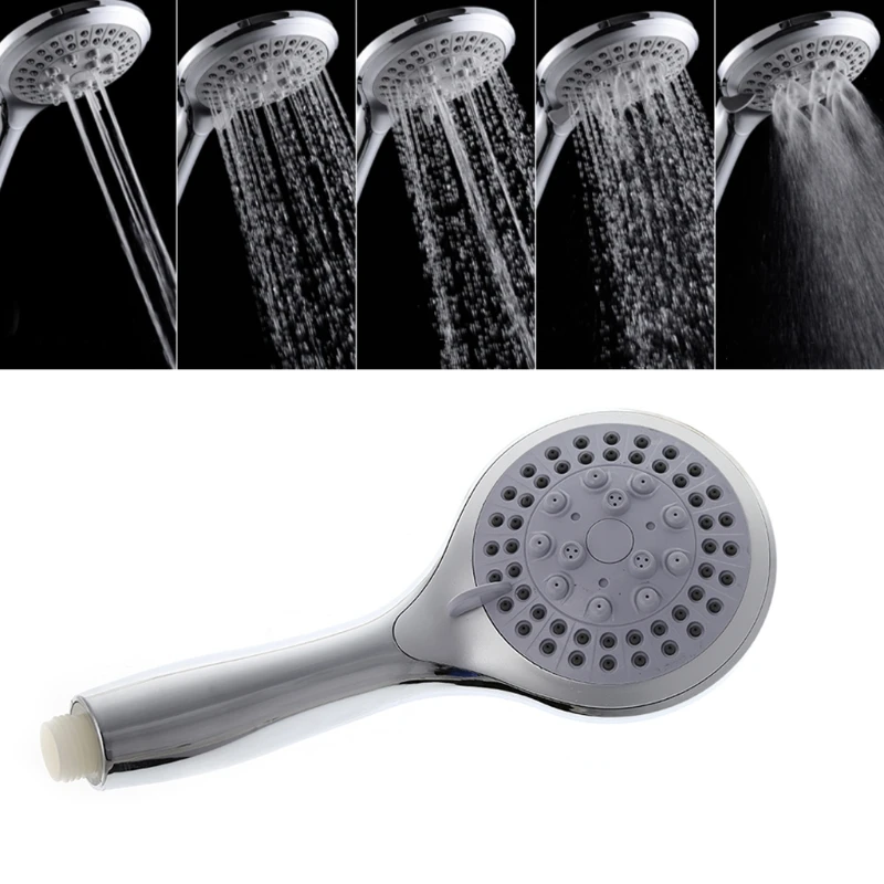 5 Modes ABS Plastic Bathroom Shower Head Big Panel Round Electroplating