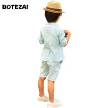 Летний комплект одежды для детей, костюм для мальчиков в Корейском стиле комплект одежды для малышей и детей постарше, куртка+ штаны комплект из 2 предметов детская одежда