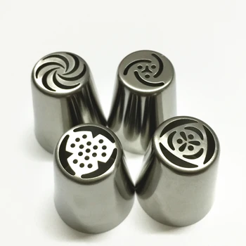 

New Arrival 4PCS/SET Big Size Russian Tulip Stainless Steel Icing Piping Nozzles Tips Russia Nozzl DIY Stainless Pastry