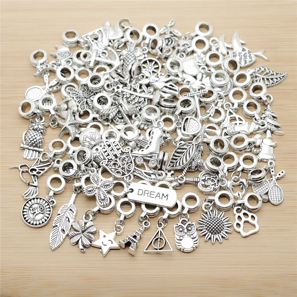 NEW Charms METAL Rhinestone /& European RANDOM Style MIX BEADS 30//pcs lot